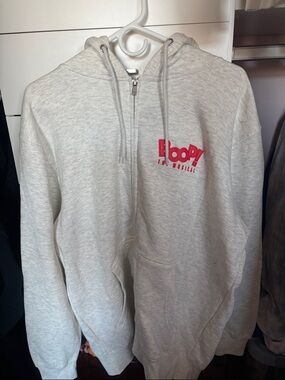 Light Gray Boop Musical Zip-Up Hoodie with Red Logo